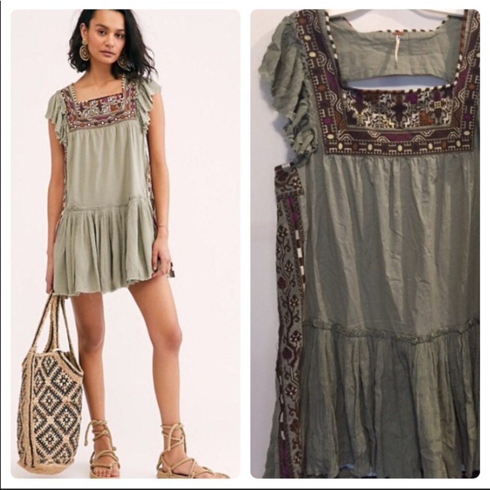 Free People Day Glow Embroidered Mini Dress